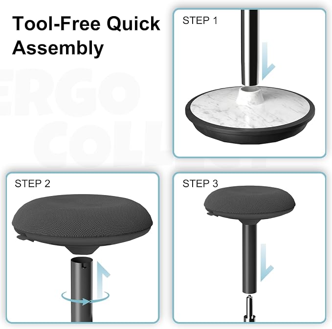 Adult Wobble Stool - Anti-Fatigue Standing Desk Stool with 360° Rocking Non-Slip Curved Base, Height Adjustable 22-32 Inch Standing Chair for Home & Office,Faux Marble - Image 7