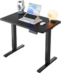 HUANUO 32x19 Inch Small Electric Standing Desk, Adjustable, Black | 176 Lbs Capacity, Rounded Corners, Wheel-Ready Feet, Compact Desktop, Apartment Workspace, 28.3–46.5 Inch Height Range by HUANUO