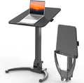 JOY worker Foldable Standing Desk, 90° Tilt Height Adjustable Desk, Black | MDF Tiltable Desktop, Height Adjustable, Collapsible Low Base with Hidden Wheels, Non-Slip Mat, Holds 22lbs, for Home Office by JOYworker