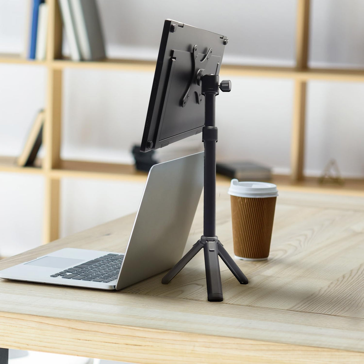Kado Metal Portable Monitor Stand Tripod, Phone/Tablet Clamp for Desk - Image 2