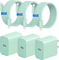 iPhone Fast Charger 3+3Pack 20W USB C Wall Charger with Extra Long 10FT Fast Charging Cable Compatible with iPhone 14/13/12/11/Pro/Pro Max-Green by STAMISH