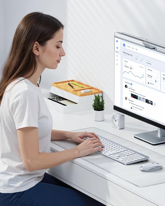 seenda Wireless Keyboard and Mouse Combo, Slim Full-Size Design | Quiet typing and mouse clicks, 2.4G USB receiver, Adjustable DPI mouse, Compatible for Windows PCs/laptops, White Silver - Image 7
