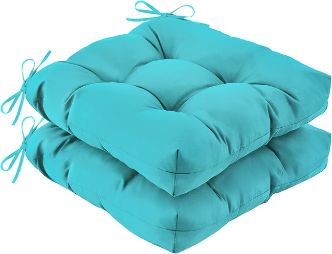 IASEAHK Outdoor Chair Cushions Set of 2, 19" x 19" x 5", Waterproof Outdoor Seat Cushions for Patio Furniture, Fade-Resistant Patio Chair Cushion, Dining Wicker Chair Pads for Porch Garden, Teal by IASEAHK