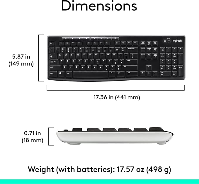 Logitech MK270 Wireless Keyboard and Mouse Combo for Windows, 2.4 GHz Wireless, Compact Mouse, 8 Multimedia and Shortcut Keys, 2-Year Battery Life, for PC, Laptop - Black (Pack of 4) - Image 8