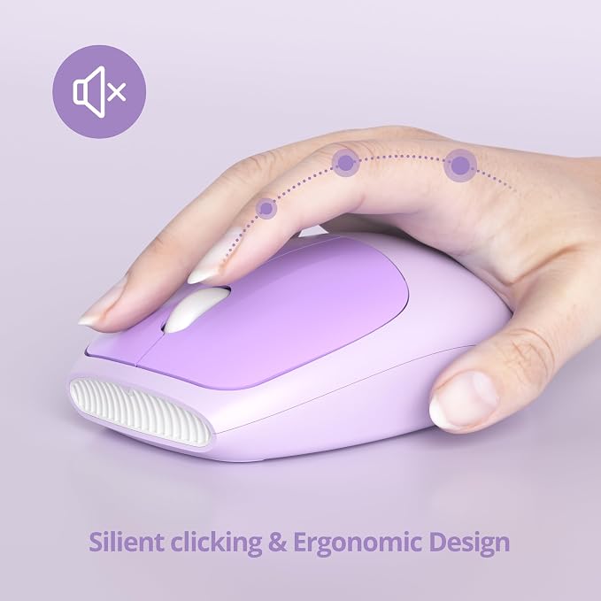 Surmen Cute Purple Keyboard and Mouse Wireless Silent, Full-Size Retro Typewriter Wireless Quiet Keyboard Mice Set Low-Noise 2.4GHz for Computer, Desktop, Laptop(6-Diary Purple) - Image 5