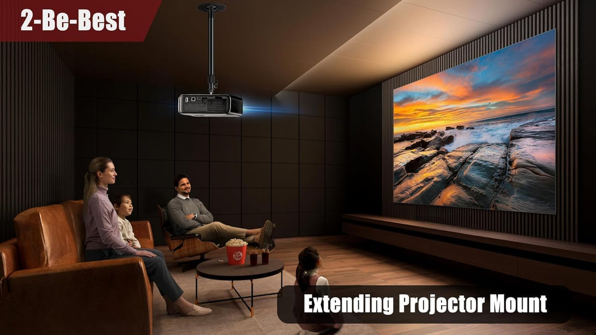 2-Be-Best Upgraded Projector Mount, Better Fixed Projector Ceiling Mount Projectors Wall Mounts with Extendable Length 14-24 in / 37-62 cm 360° Adjustable Projectors Mounts Black - Image 10