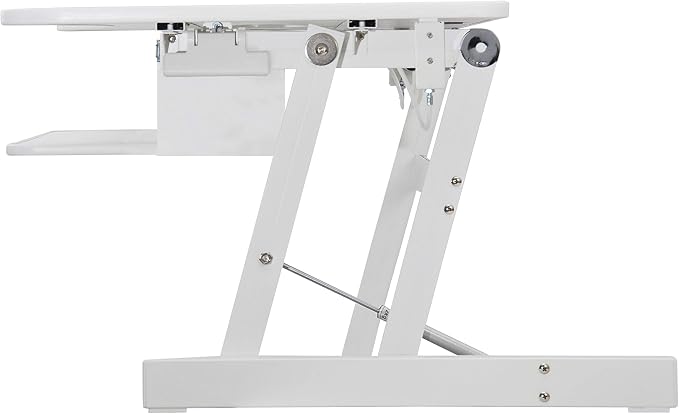 Rocelco 37.5" Deluxe Height Adjustable Standing Desk Converter - Quick Sit Stand Up Dual Monitor Riser - Gas Spring Assist Computer Workstation - Large Retractable Keyboard Tray - White (R DADRW) - Image 6