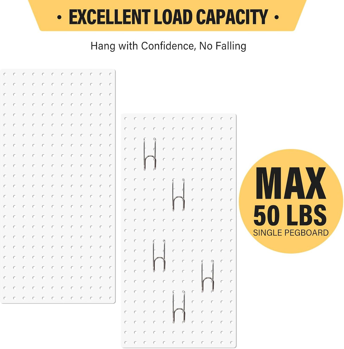 DEWEL 2 Pack Metal Pegboard, 23x12 Inch Pegboard Wall Organizer with Hooks - Image 7