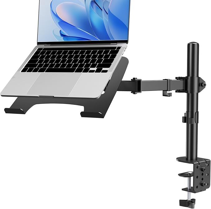 Afaloona 2-in-1 Monitor & Laptop Stand for 13-32" Monitor or 11-17" Laptop | Removable laptop tray converts to a monitor mount with full-motion adjustment, up to 18 lb capacity for monitor or laptop use by Afaloona