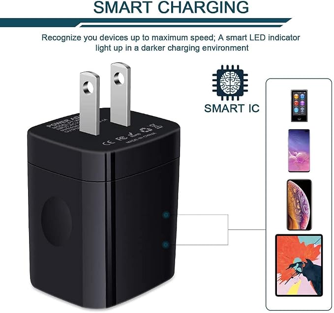 Wall Charger Plug, USB Charger Cube, AILKIN 3.1A 3-Muti Port USB Adapter | Power Plug Charging Station Box Black Base for iPhone 17 16 15 14 13 12 11 Pro Max/SE, Samsung Galaxy Phones Charge Block - Image 4