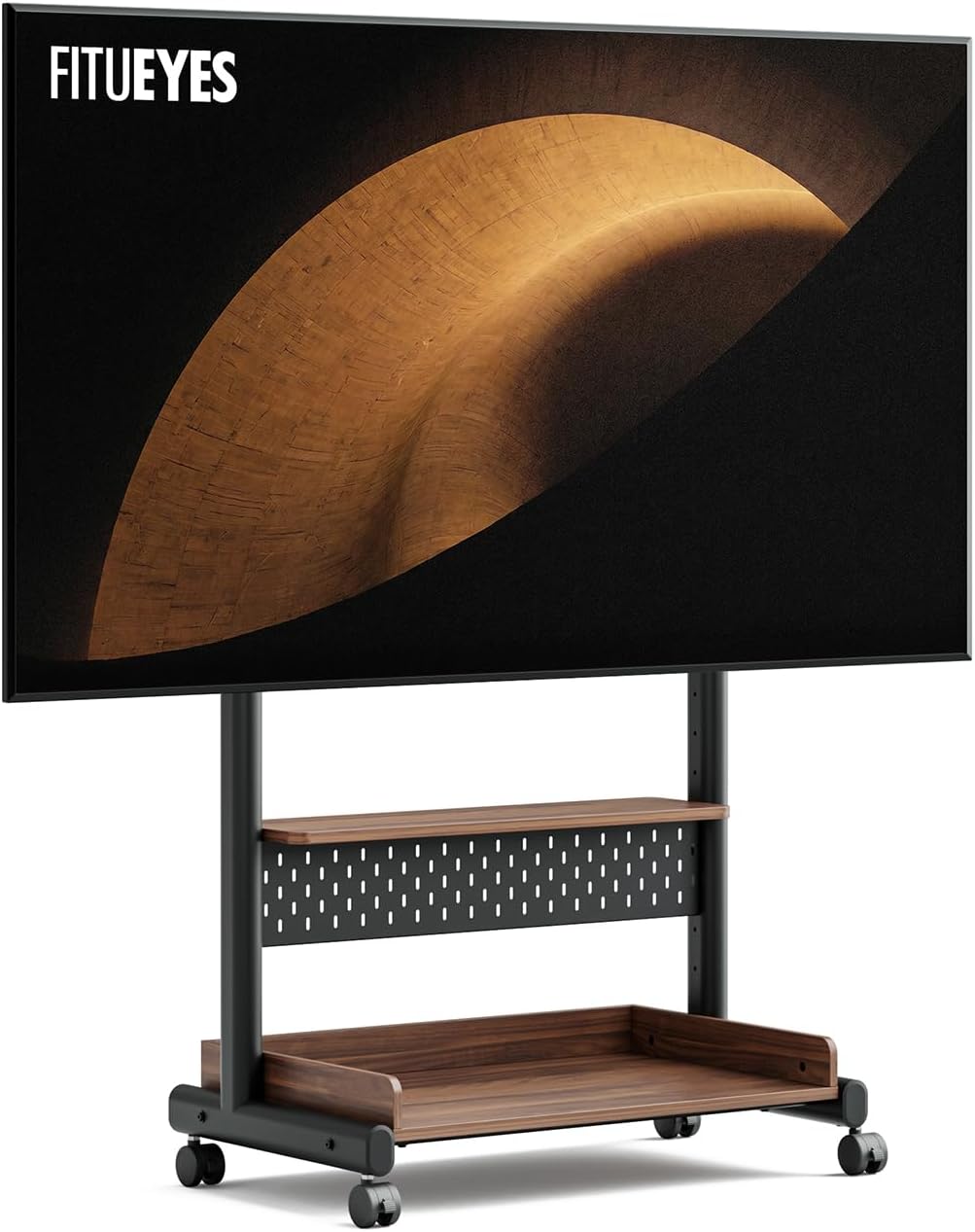 FITUEYES Rolling TV Stand Mount for 40 to 85 TVs with Wooden Shelf, Walnut by FITUEYES