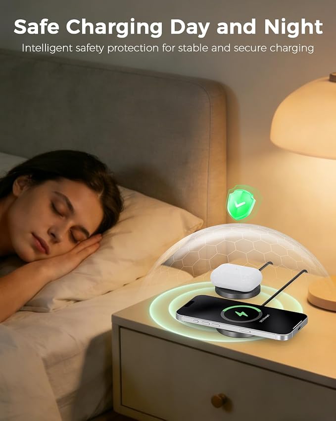 25W Magnetic Wireless Charger, Qi2.2 Fast Wireless Charging Pads with Kickstand,MagSafe Charger for iPhone 17/16/15/14 Series & AirPods 4/3/2/Pro, Samsung S26 S25 Series, Google Pixel, 2 Pack - Image 5