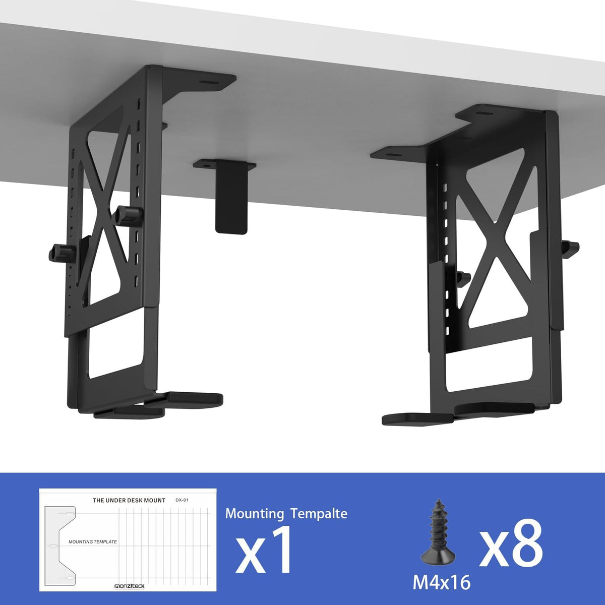 Under Desk PC Mount, Adjustable 5.6-11.2in, 33lb Steel, Ventilated - Image 4