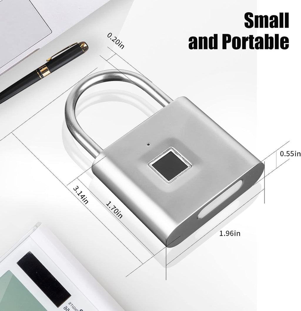 Fingerprint Padlock, Portable USB Charging with Reset Key, Smart Padlock Quick Unlock, Waterproof and Rustproof, Padlocks for School Locker, Warehouses, Gym, Homes, Office Cabinets - Image 8