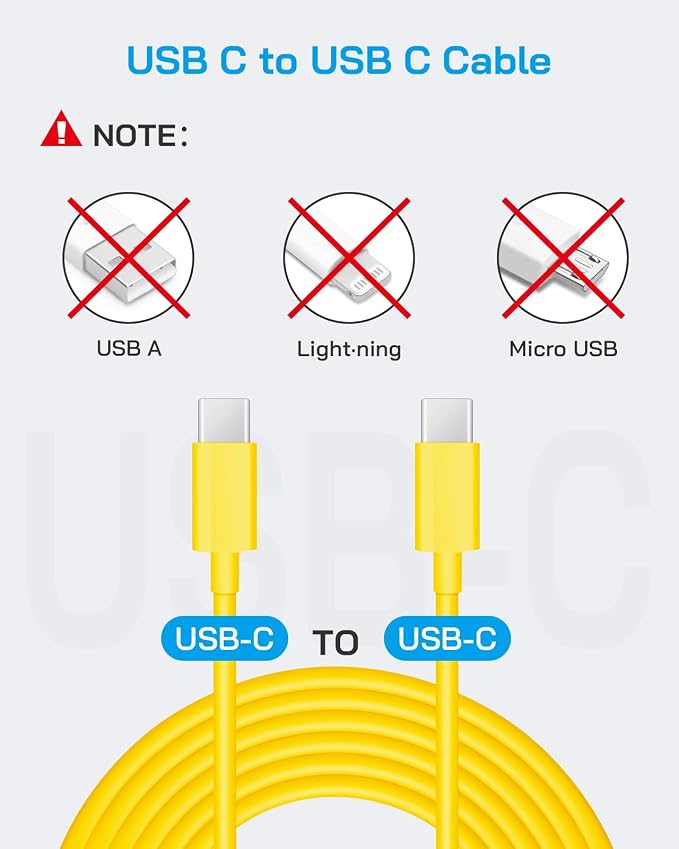 20W Fast Charger for iPhone 17/16/15 with 6FT Cable [3-Pack] - Yellow | USB-C Wall Charger & C-to-C Cable, Compatible with iPhone 17/16/15 Series, USB-C iPad Pro/Air/Mini & More - Image 3