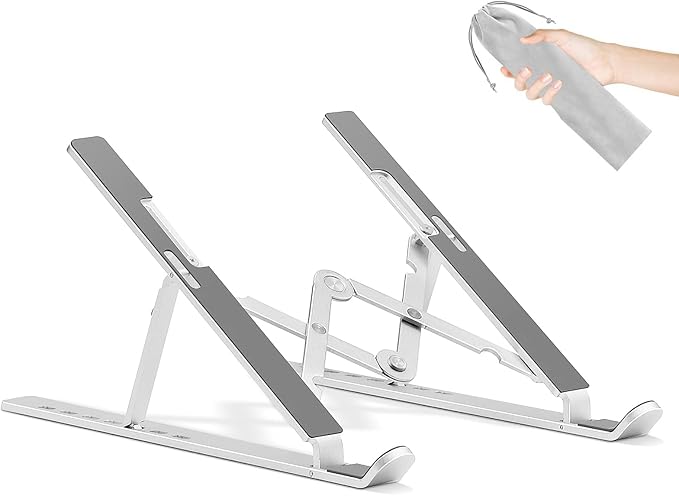 Laptop Stand, Adjustable Aluminum Foldable Portable Holder, Upgrade Whole Anti-Slip Silicone Pad, Laptop Riser for Desk Compatible with MacBook Air Pro/iPad, Lenovo and More 10-15.6” Tablets - Image 9