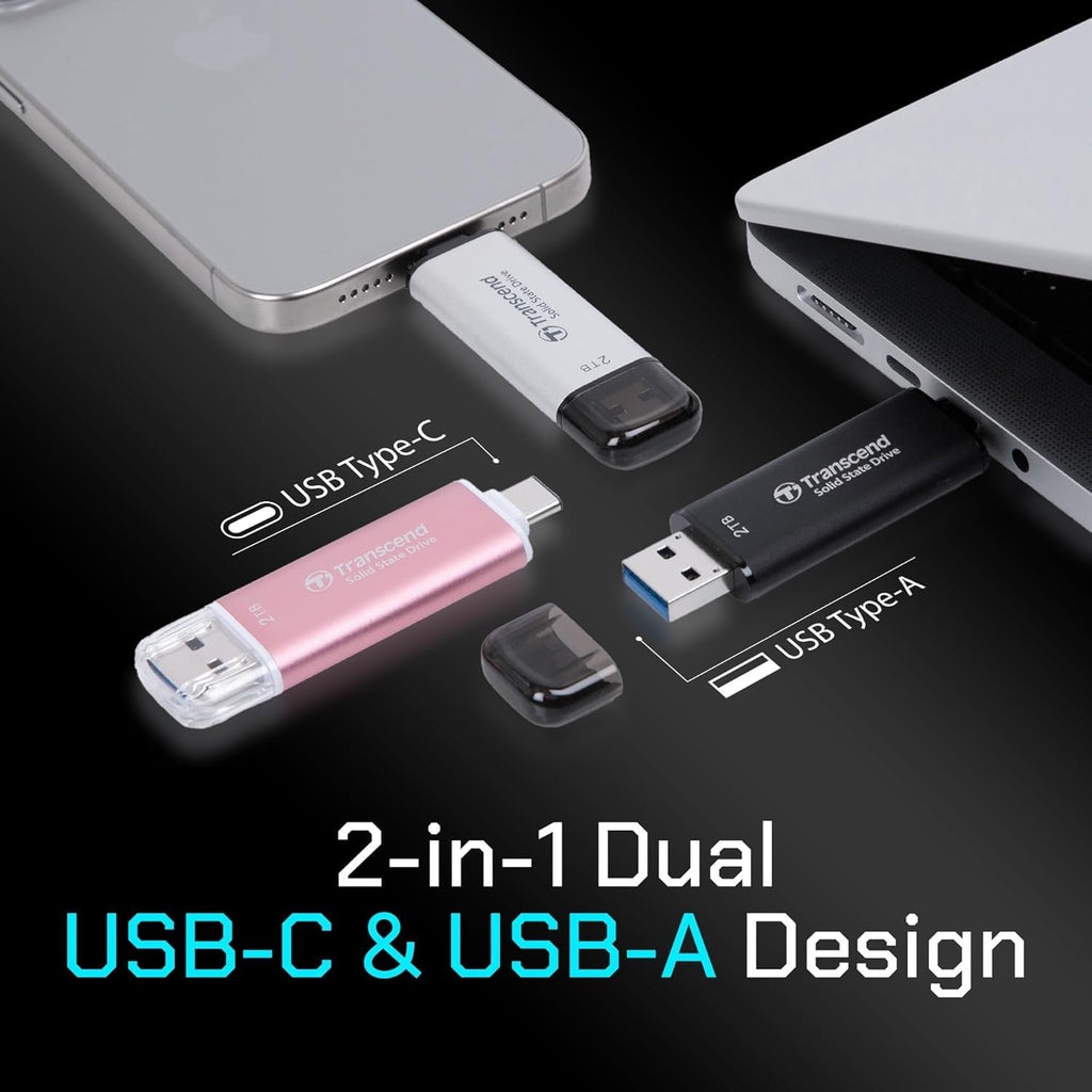 Transcend 256GB ESD310 Dual Portable SSD 1050MB/s USB-A+C, Thumb Drive - Image 7