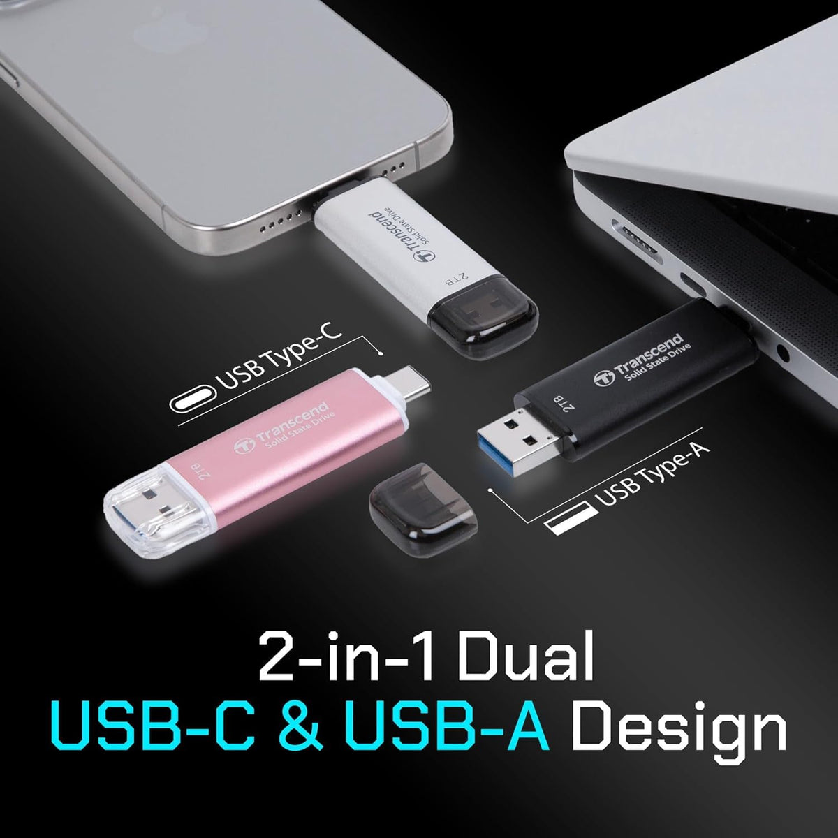 Transcend 256GB ESD310 Dual Portable SSD 1050MB/s USB-A+C, Thumb Drive - Image 7