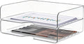 DCA 2 Tier Desk Organizer, Clear Paper Tray File Organizer | Stackable Letter Tray | Office, Home & School | Large Capacity by DCA