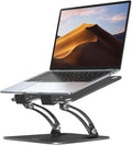 Nulaxy Fully Adjustable Laptop Stand for Desk, Dual Foldable Computer Riser with Heat-Vent, Ergonomic Notebook Holder Portable Office Accessories Compatible with Most Laptops, Black by Nulaxy