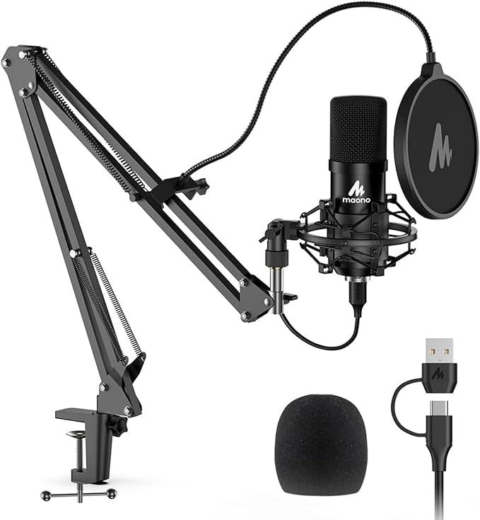 MAONO A04 USB Microphone, 192kHz/24Bit Condenser Mic Kit for PC Podcast | Plug & Play Computer Cardioid Metal Mic with Pro Sound Chipset for Recording, Gaming, Content Creation, Streaming, YouTube by MAONO