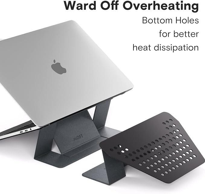 MOFT Laptop Stand for Desk, Stick-On Computer Stand with Dual-Angle, Ergonomic Laptop Riser Holder for Travel, Foldable & Portable MacBook Stand Fits 11.6"-16" Laptops, Starry Grey - Image 4