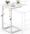 C Shaped End Table, 33"C Table End Table Adjustable Height, Small Side Table for Couch, Tv Tray Table for Small Spaces, Couch Table That Slide Under, Sofa Table for Living Room,Bedroom, White by Vagusicc