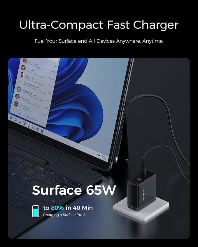 65W Surface Pro Charger,Microsoft Windows Surface Charger for Surface Pro 3/4/5/6/7/8/9/10/X/11/12 Power Adapter,Compatible for Both Microsoft Surface Book/Laptop/Tablet,Support 44W 36W - Image 3