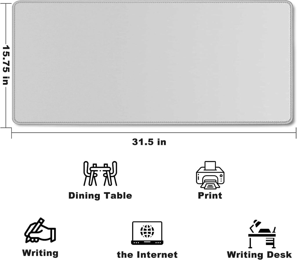 Large Mouse Pad Desk Mat Large Office Desk Pad with Stitched Edges, Gray - Image 2