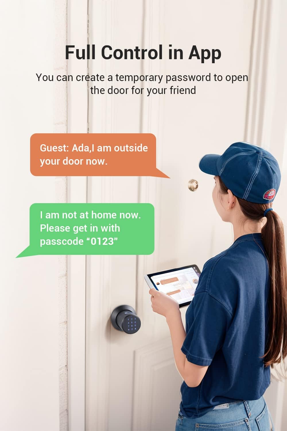 Buoan 4-in-1 Smart Fingerprint Door Knob with Keypad, Black - Image 7