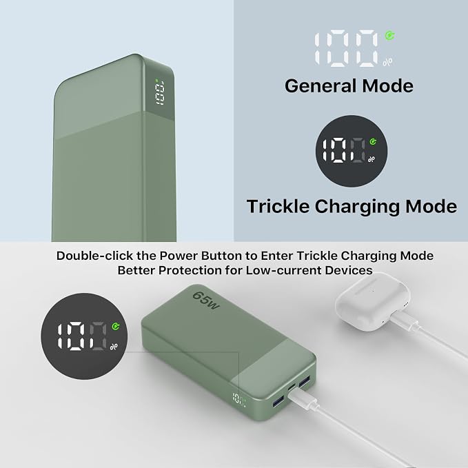 NOBIS Portable Charger 20000mAh 65W Power Bank Fast Charging | 2C+2A Battery Pank with Digital Display, Dual USB-C Fast Charging for Laptop, Phone, Tablet, On-the-Go External Battery Pack - Image 5