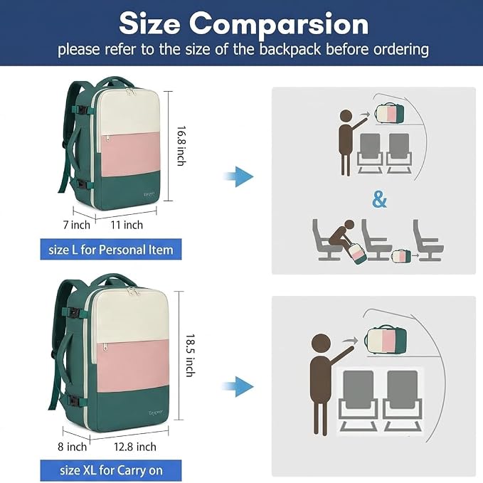 Taygeer Carry On Backpack, 35l Travel Backpack for Women Airline Approved | Cute Underseat Personal Item Travel Bag with Shoe Pouch, Casual Daypack Gifts for Friend Weekend, Beige Peacock Pink - Image 6