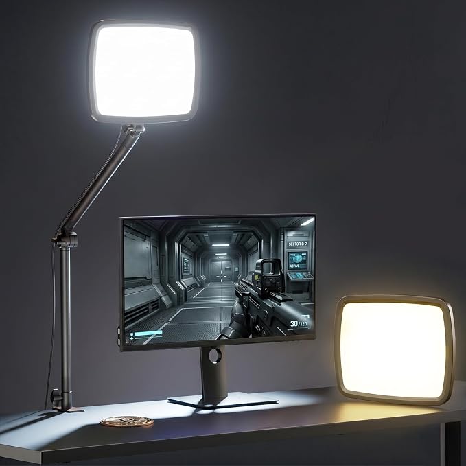 NiceVeedi 14" Soft Streaming Light, Dimmable Desk Ring Light with Clamp, 2700K-6500K/CRI97+/Flexible Arm/Modular Design/Remote, Key Light for Podcast/Home Office/YouTube/TikTok/Makeup/Video Calls by NiceVeediOfficial