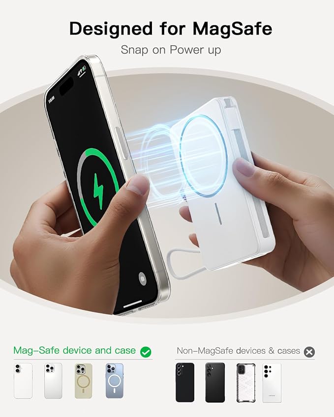 Magnetic Power Bank, 10,000mAh Wireless Portable Charger for Mag-Safe 15W Fast Charging, Battery Pack with USB-C Cable 20W in/Out for iPhone Air/17/16/15/14/13/12/Plus/Pro/Pro Max, AirPods & More - Image 9