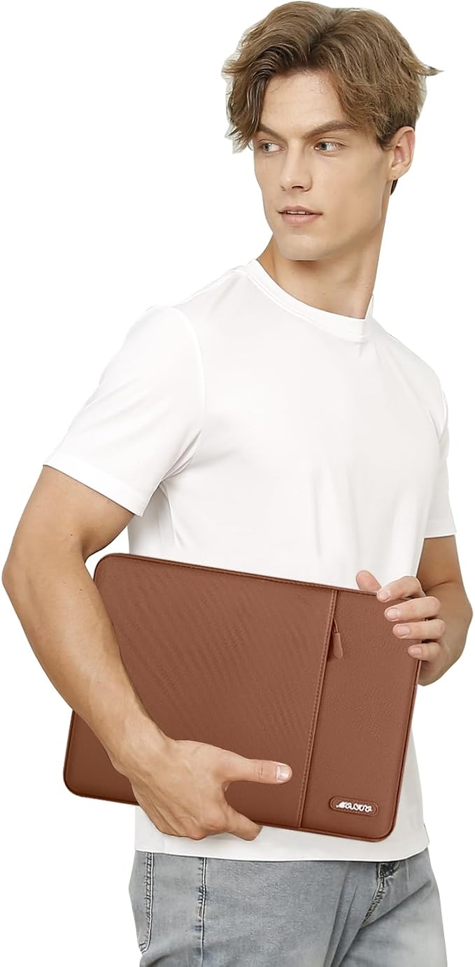 MOSISO Laptop Case 13 inch, Laptop Sleeve Bag with Pocket | Compatible with MacBook Neo A3404 2026/Air/Pro 13 M5/M4/M3/M2/M1 2026-2016, Polyester Vertical Computer Bag,Caramel Brown - Image 6