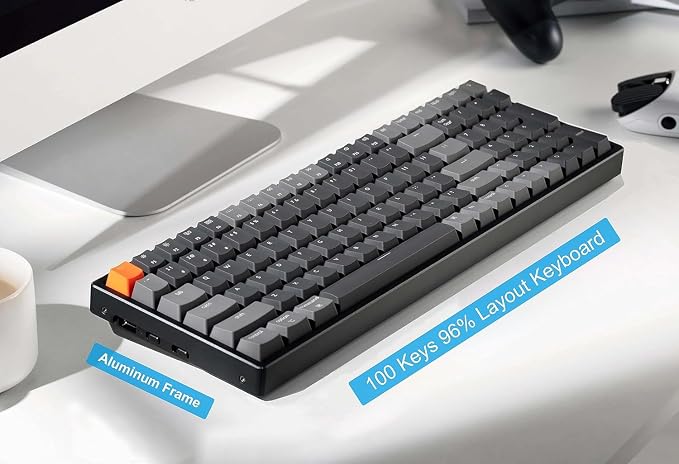 Keychron K4 Bluetooth Wireless Mechanical Keyboard RGB LED Backlit, Hot-swappable Compact 100 Keys USB Wired Computer Gaming Keyboard Aluminum Frame for Mac Windows, Gateron Red Switch - Image 2