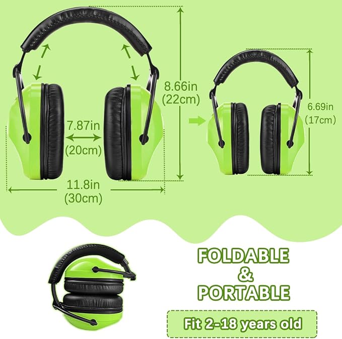 ZOHAN Kids Ear Protection 3 Pack, 25dB NRR Noise Cancelling Headphones for Kids, with Pillowy Pads, for Monster Truck, School, Autism, Sensory, Fireworks, Concerts, Events (Green*3) - Image 6