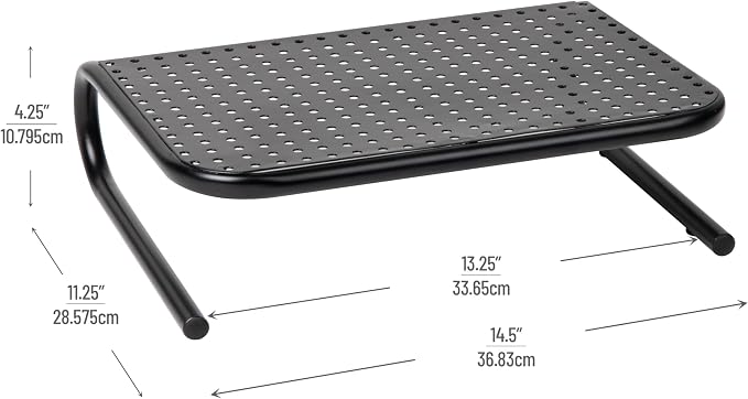 Mind Reader Monitor Stand, Ventilated Laptop Riser, Desktop Organizer, Metal, 14.5" L x 11.25" W x 4.25" H, Black (Pack of 8) - Image 3