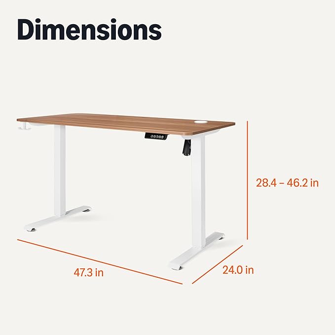 Amazon Basics Electric Standing Desk, Height Adjustable Home Office Desk with Quiet Motor and Multiple Presets, White/Oak Effect - Image 2