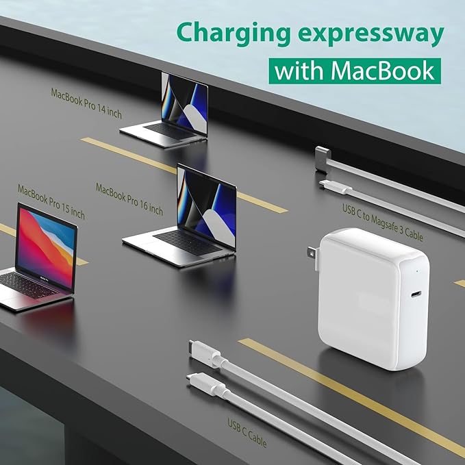 96W USB C Charger for MacBook Pro 16, 15, 14, 13 inch 2025 2024, 2023, 2022, 2021, M4 M3 M2 M1 MacBook Air, USBC Laptop Power Adapter, iPad, LED, 6.6ft 5A Cable Charging as Fast as Original Quality - Image 4