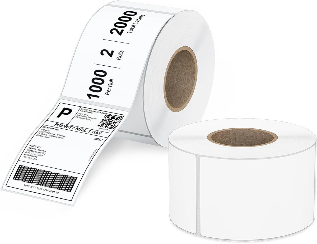 4"x 6" Multipurpose Direct Thermal Labels 3" Core Compatible for Zebra Industrial Printers Adhesive & Perforated (2 Rolls, 1000 Labels/Roll) by Anylabel