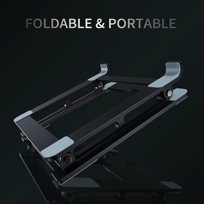 Laptop Stand for Desk, Adjustable Laptop Stand Holder Portable Laptop Riser with Multi-Angle Height Adjustable Computer Stand for MacBook Air/Pro and More Notebooks 10-17.3"-Black - Image 6