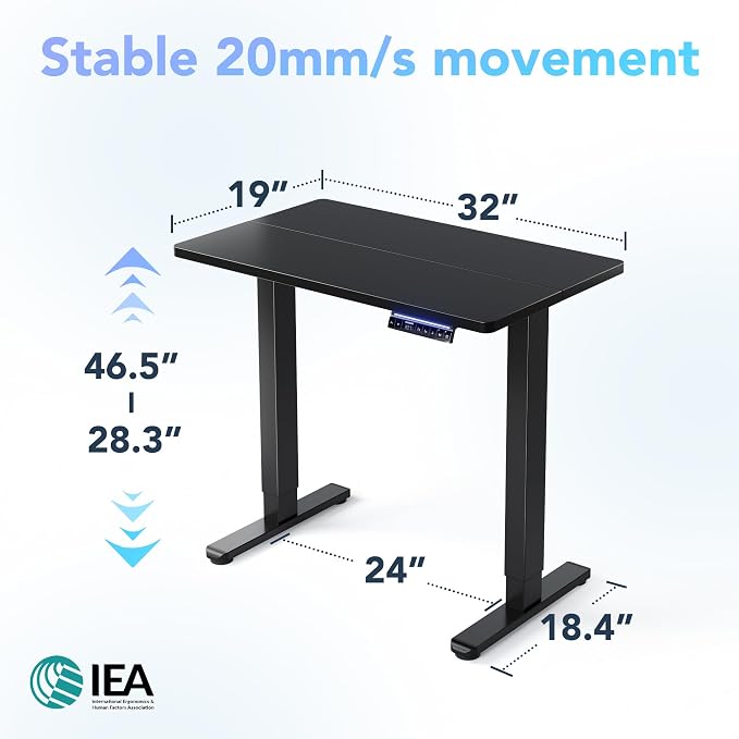 HUANUO AI-Powered Smart Electric Standing Desk, 32 Inch, Black | AI App & Voice Control via Alexa, Google Assistant & Siri Shortcuts, 28.3–46.5-Inch Height, Compact 32-Inch Desk, 3 Settings - Image 2