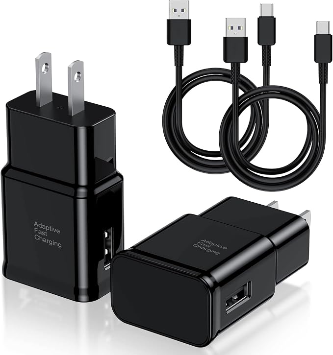 Type C Charger Fast Charging, 2Pack USB C Android Phone Charger&3ft Cables | Wall Charger Blocks &2x 3ft USB-C cables for Samsung Galaxy S8/S9/S10 Plus/S10e/S20/S21 Ultra/Plus, Note 8/9/10,Pixel3 Black by Cndons