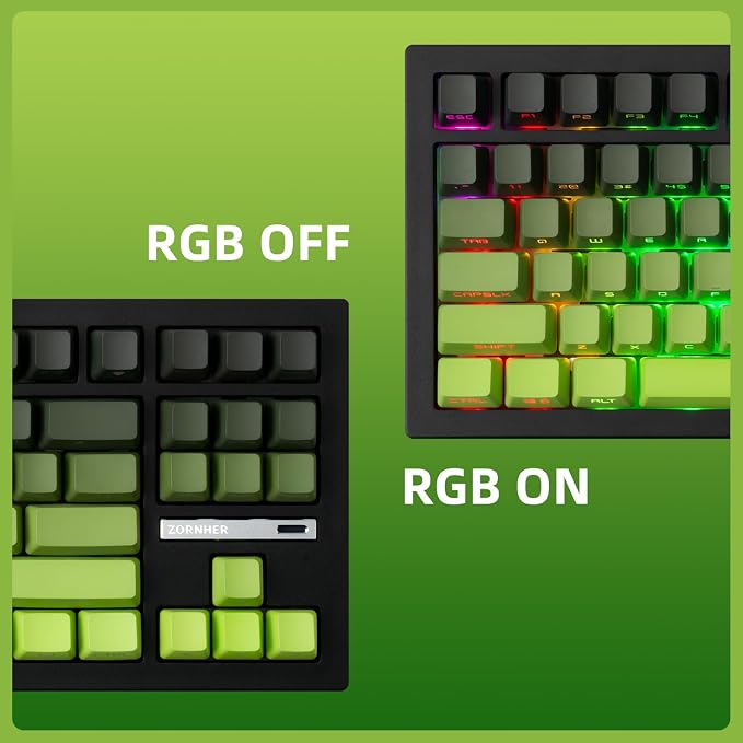 ZORNHER ZH870 Wireless Mechanical Gaming Keyboard,80% Green Custom Creamy Sound Keyboard with Shine Through PBT Keycaps,Pre-lubed Linear Switches,Hot-Swappable,RGB Backlit,2.4GHz/USB-C/BT5.0 - Image 7