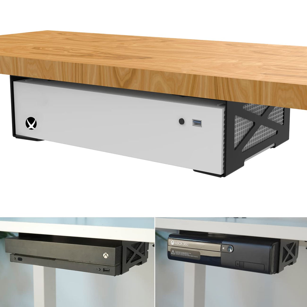 Under Desk Mount Metal Bracket for Small PC, Audio Amplifier, Xbox/PS4 by Monzlteck
