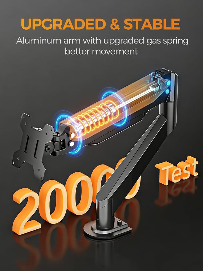 Monitor Mount 17-35 Inch Adjustable Gas Spring Desk Mount Stand Hold up to 24.25lbs with Clamp/Grommet Mounting Base (MD82) - Image 5