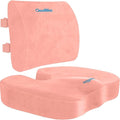 CloudBliss Ergonomic Seat Cushion & Lumbar Support Pillow Set, Pink, XL | Back Pain & Sciatica Relief, Memory Foam Support, Adjustable Straps, Machine Washable Velvet, Perfect for Office, Car, Gaming by CloudBliss