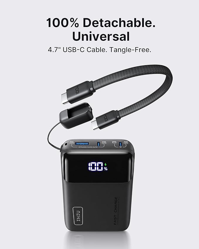 INIU Laptop Power Bank, Smallest 20000mAh 65W Fast Charging Battery Pack | USB C Cable, Flight-Safe, Travel Essentials, Portable Charger for MacBook Pro, Steam Deck, iPhone, iPad etc - Image 8