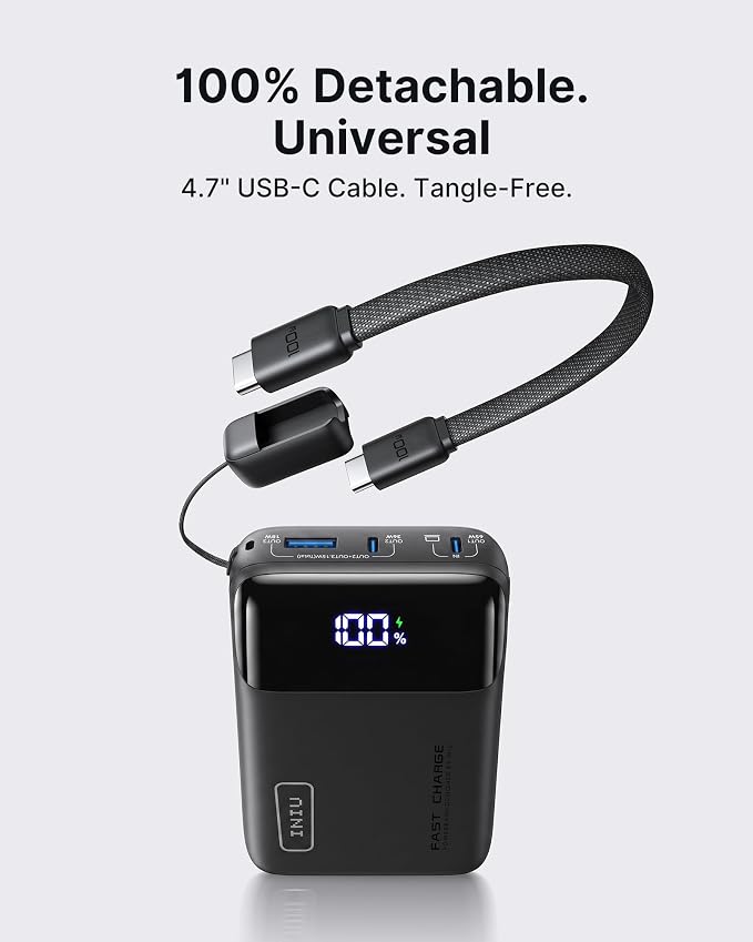 INIU Laptop Power Bank, Smallest 20000mAh 65W Fast Charging Battery Pack | USB C Cable, Flight-Safe, Travel Essentials, Portable Charger for MacBook Pro, Steam Deck, iPhone, iPad etc, Metallic Coffee - Image 5